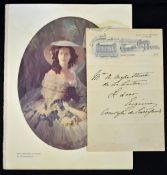 Signed Empress Eugénie Queen of France Handwritten Note on Charing Cross Hotel notepaper undated