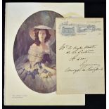 Signed Empress Eugénie Queen of France Handwritten Note on Charing Cross Hotel notepaper undated