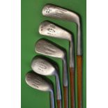 Half set of 5x Winton Diamond stamped matching irons and putter to incl no. 3 iron, 4 iron, B.4 (