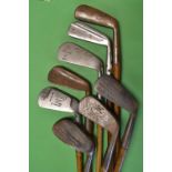 8x assorted irons - including 2x Sammy's one by Anderson and one by Gibson, stamped Auchterlonie