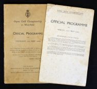 Rare 1929 Open Golf Championship official programme and final day pairings programme - played at