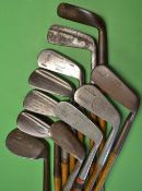 9x assorted irons and putters comprising 6x irons incl 2x Maxwells a mashie and m/niblick, Gibson