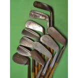 9x assorted irons and putters comprising 6x irons incl 2x Maxwells a mashie and m/niblick, Gibson