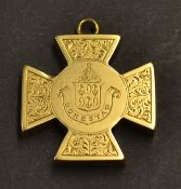 Scarce Royal Musselburgh Golf Club 15ct gold medal - with the crest engraved on the obverse and