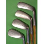 Set of 4x R Ferguson Prestwick rustless playable irons to incl jigger, mid iron, mashie and mashie