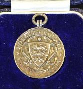 1928 Dorset County Golf Union Silver Medal - hallmarked Birmingham 1928 - the obverse embossed