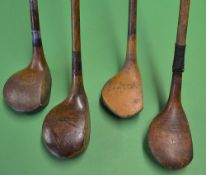 4x various Scottish club makers medium socket head woods to incl A N Weir Turnberry golden persimmon