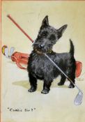 Kidman, Leigh c1930 "CADDIE SIR?" watercolour inscribed and signed - image 11.5"x 8" overall 16.75 x