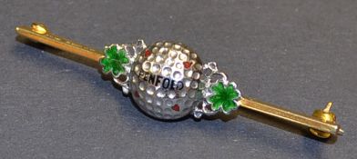 Rare Penfold Golf Ball gold silver and enamel tie pin - featuring a sterling silver Penfold dimple