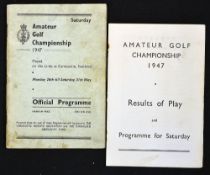 1947 Official Amateur Championship Golf Programme - for Saturday's Final won by Turnesa- played at