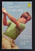 1978 Open Golf Championship signed programme signed by the winner Jack Nicklaus - played The Old