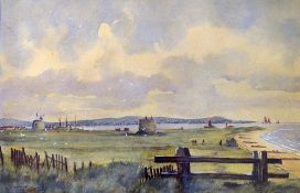 Partridge, Frank H (1849-1929) FELIXSTOWE FERRY GOLF CLUB -. watercolour on paper with heightening