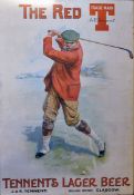 Early Golfing Tennent's Lager advertising poster c1900 - titled "The Red", depicted with a golfer