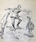 Furniss, Harry (1854-1925) original pen and ink golfing sketch entitled 'POND, TAKE THE LOT' c1907