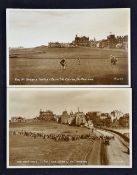 2x 1920s St Andrews Old Golf Course Real Photograph postcards - Valentine Series A to incl "The Road