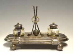 1896 Hampstead Golf Club silver plated trophy - featuring large pen and inkwell desktop stand