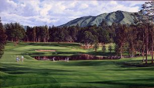 Hartough, Linda "ROYAL HONG KONG GOLF CLUB" oil on canvas signed and dated 1989 - image 24"x 42"-