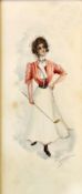 Weller - English School early 1900 A STUDY OF A LADY GOLFER - watercolour signed Weller - early 20th