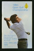 1980 Open Golf Championship programme signed by Seve Ballesteros - played at Muirfield and signed by