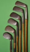 6x various smf mashie irons and niblick - makers incl Fairlie's Anti shank niblick, Gibson, Tom