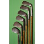 6x various smf mashie irons and niblick - makers incl Fairlie's Anti shank niblick, Gibson, Tom