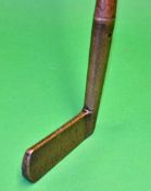 Interesting small thick brass blade putter with ring hosel c1895 - fitted with a full length