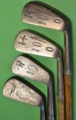 4x various stamped Mashie irons - comprising Acme Glasgow Mashie no.1 and no.2, Paragon model deep