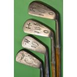 4x various stamped Mashie irons - comprising Acme Glasgow Mashie no.1 and no.2, Paragon model deep