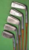 5x various Maxwell irons and a putter to include mid iron, baxpin mashie, deep face mashie,