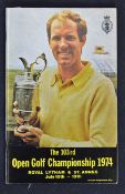 1974 Open Golf Championship programme signed by the winner Gary Player - played at Royal Lytham