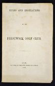 Rare 1866 Prestwick Golf Club - Rules and Regulations - paper covers some slight discolouration to