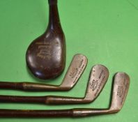 Rare and fine matching set of A Patrick Leven junior clubs comprising The Mascot  lofted driver
