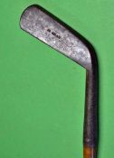 Rare John Gray (Prestwick) early smooth face cleek c1880 - fitted with 5" hosel with good knurling