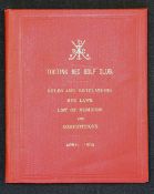 1904 Tooting Bec Golf Club Rules & Regulations hand book - in the original red and gilt cloth boards