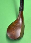 A scarce Archie Thomson Machrihanish late scare head brassie c1912 - brown stained beech wood head