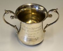 Rare 1907 Glenn Springs USA Golf Tournament sterling silver trophy - the twin handle cup is