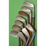 10x assorted irons to incl 3 large headed niblicks makers incl Hendry & Bishop, F H Ayres and