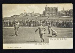 1895 St Andrews Amateur Golf Championship postcard - - showing 'Mr John Ball Jnr. and The late Mr