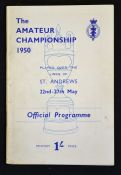 1950 Official Amateur Championship Golf Programme - May 22nd - May 27th at St Andrews. Including '