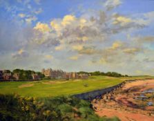 Reed, Kenneth FRSA (Exh 1962- ) "SEA - 2ND HOLE WEST LINKS NORTH BERWICK" - oil on canvas signed -