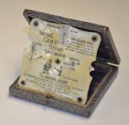 Fine The 'UC' Golf Score Recorder c1920 and case - in square form, one side on a mother of pearl