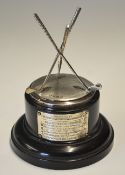 Rare 1934 North British Rubber Co "Course Record" silver trophy - comprising silver hallmarked 3x