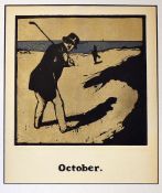 Nicholson, Sir William original lithograph Golfing print entitled 'OCTOBER" being an extract from '