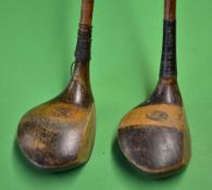 2x fine W J Rush Cromer matching striped topped playable socket headed woods to incl a driver and