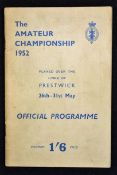 1952 Official Amateur Championship Golf Programme - the last time played at Prestwick and won by J
