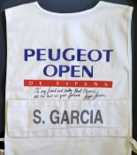 Sergio Garcia's first professional golf tournament signed caddy's bib - played at The Peugeot