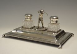 Fine Walker and Hall, Sheffield makers silver plated golfers inkstand c1924 - mounted with a Vic