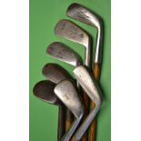 7x assorted playable irons incl full range from a cleek to a niblick by Gibson (2), Tom Stewart (2),