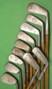 11x various irons to incl Walter Hagen mid iron, 2x Hammer Brand irons, Maxwell jigger, Maxwell