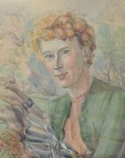 McCracken, Cynthia (Unknown) LADY GOLFER PORTRAIT -  signed  water colour c1950s - framed overall